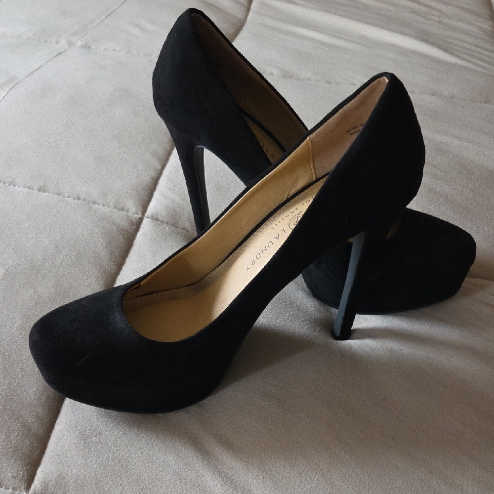 Chinese Laundry Black Suede Round-Toe Stiletto Pumps